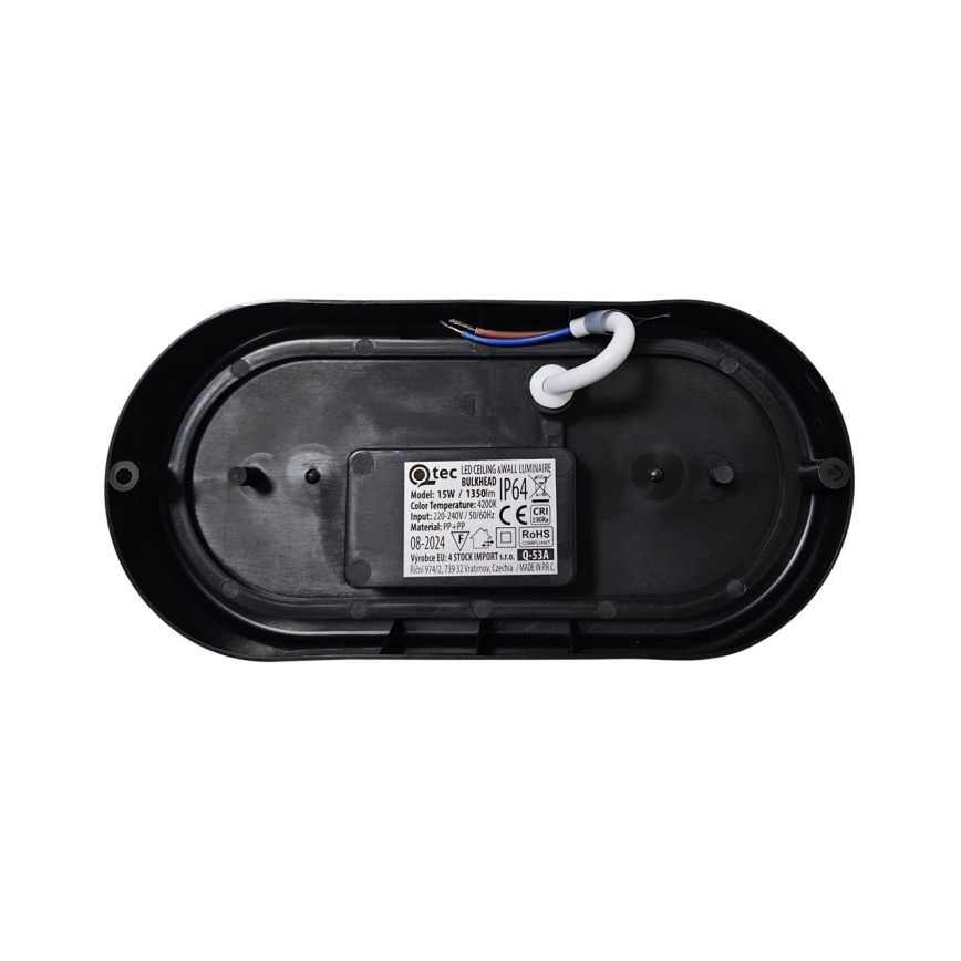 LED taklampa för utomhusbruk LED/15W/230V 4200K 20x9,8 cm IP64 svart
