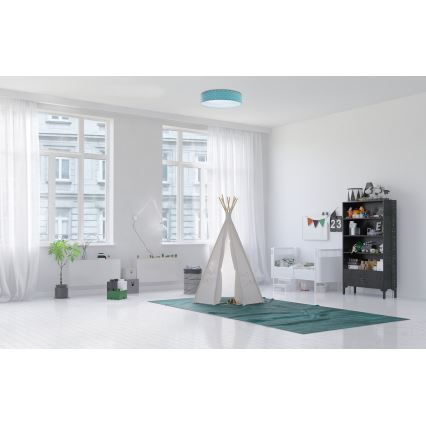 LED taklampa GALAXY KIDS LED/24W/230V stjärnor turkos/vit