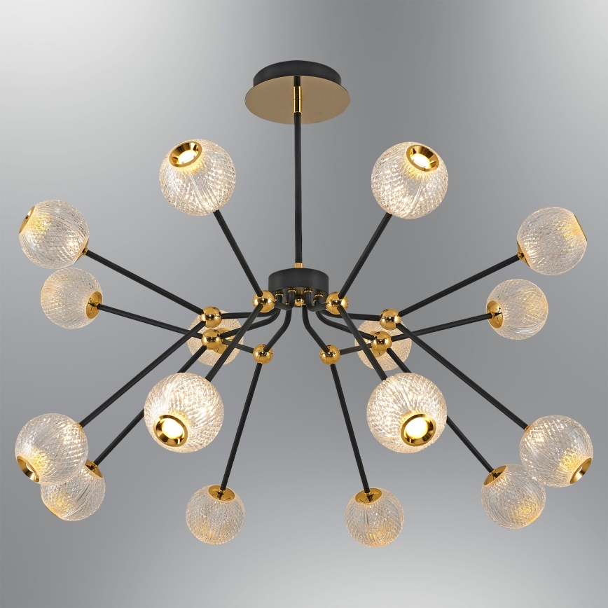 LED taklampa GELA 16xLED/5W/230V 3000K svart/guld
