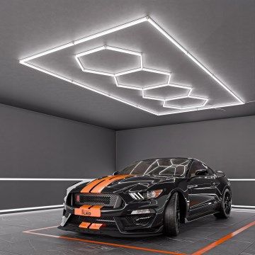 LED-taklampa HEXAGON LED/384W/85-265V 6500K 484x243 cm CRI 90 IP54 vit