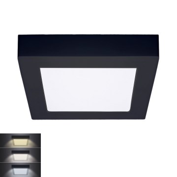 LED Taklampa LED/12W/230V 3000/4000/6000K svart fyrkantig