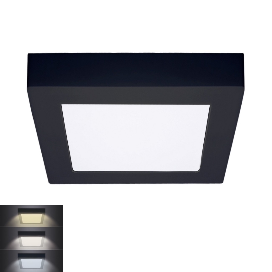 LED Taklampa LED/12W/230V 3000/4000/6000K svart fyrkantig