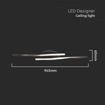 LED taklampa LED/12W/230V 3000K 94,5 cm svart