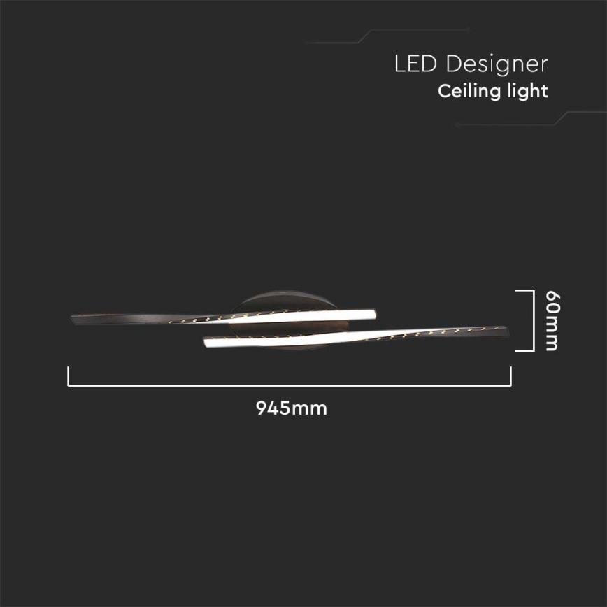 LED taklampa LED/12W/230V 3000K 94,5 cm svart