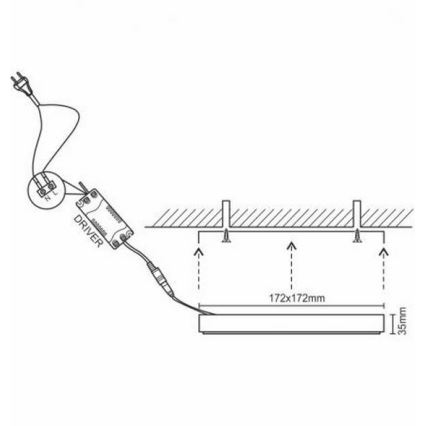 LED taklampa LED/12W/230V 4000K 17,2x17,2 cm