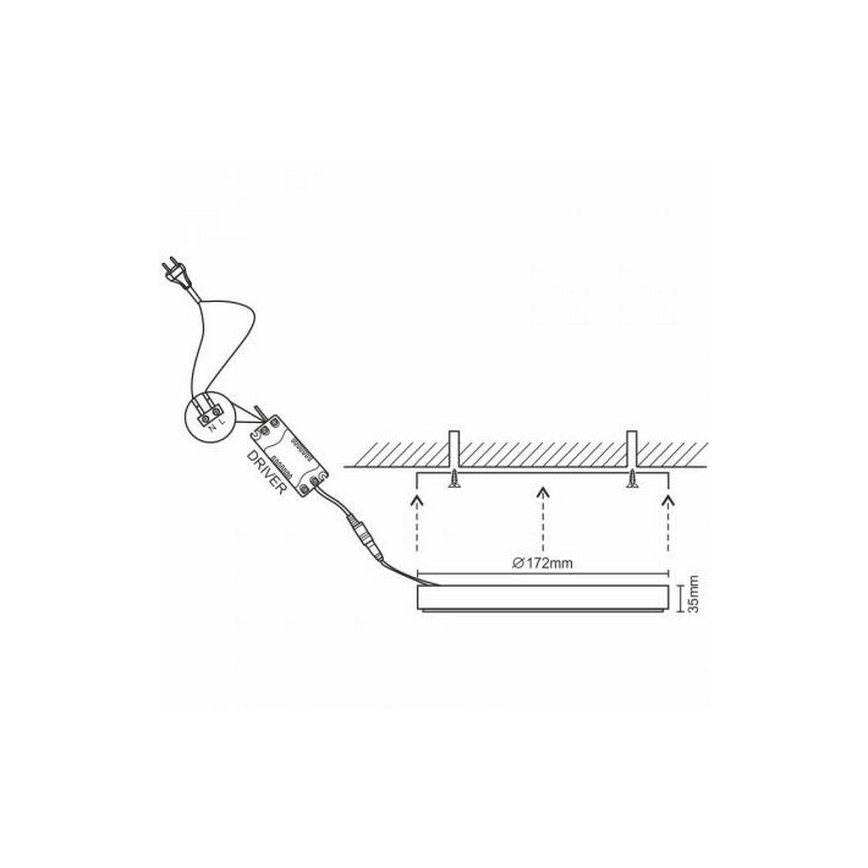 LED taklampa LED/12W/230V 4000K diameter 17,2 cm