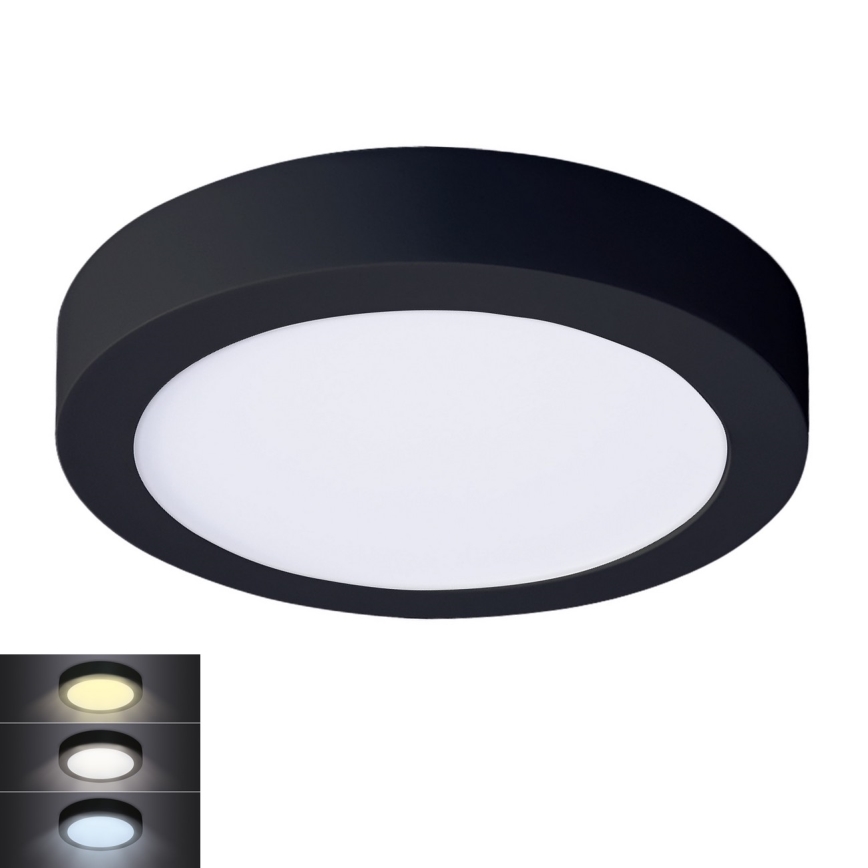 LED taklampa LED/18W/230V 3000/4000/6000K svart rund