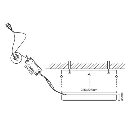 LED taklampa LED/18W/230V 4000K 22,5x22,5 cm