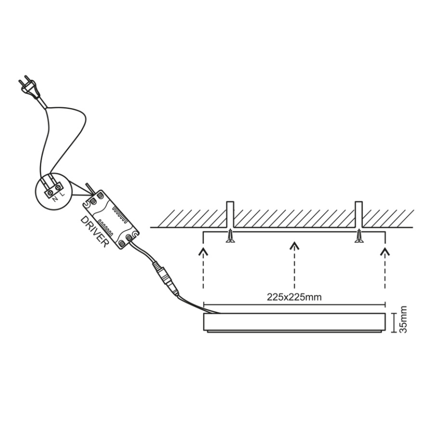 LED taklampa LED/18W/230V 4000K 22,5x22,5 cm