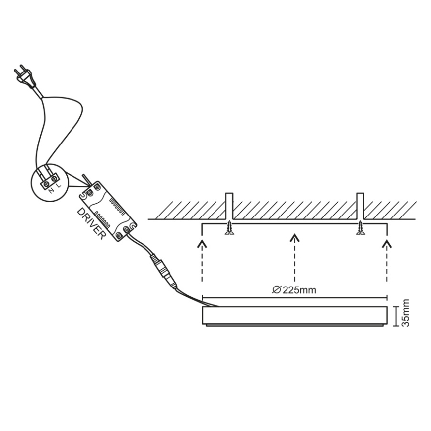 LED taklampa LED/18W/230V 4000K diameter 22,5 cm
