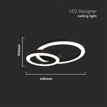 LED taklampa LED/20W/230V 3000K svart