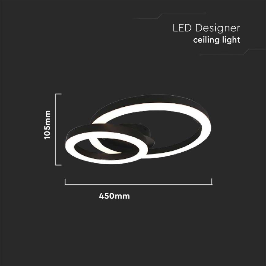 LED taklampa LED/20W/230V 3000K svart
