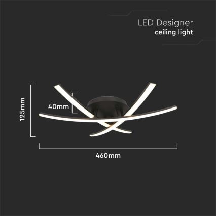 LED taklampa LED/20W/230V 3000K svart