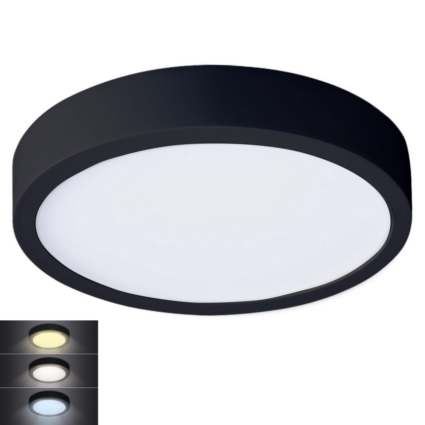 LED taklampa LED/24W/230V 3000/4000/6000K svart rund