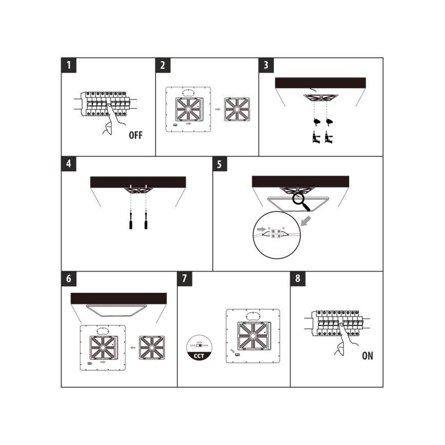 LED-taklampa LED/24W/230V 3000/4000/6500K 30x30 cm svart