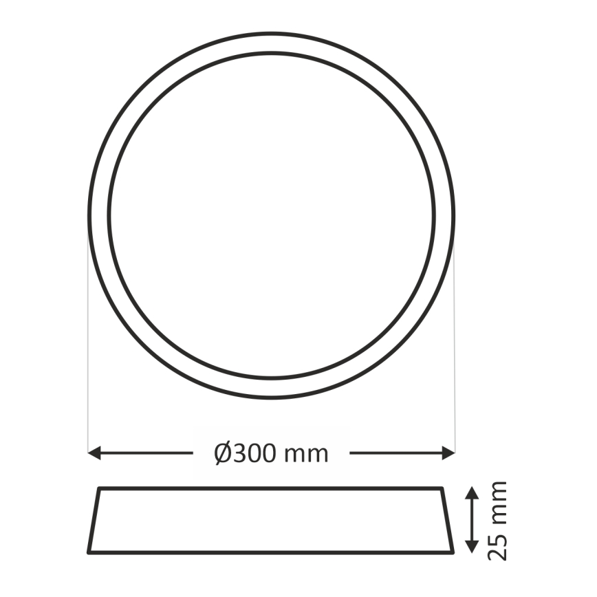 LED taklampa LED/24W/230V 3000/4000/6500K Ø 30 cm svart