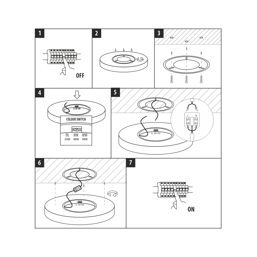 LED taklampa LED/24W/230V 3000/4000/6500K Ø 30 cm svart