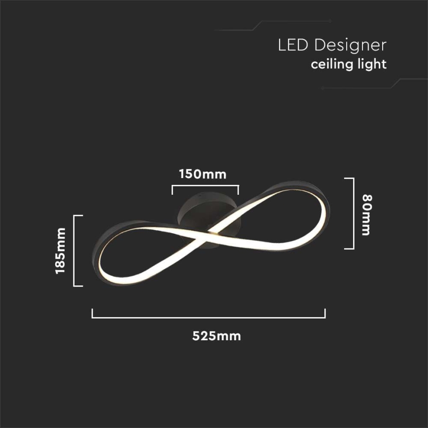 LED taklampa LED/24W/230V 3000K svart
