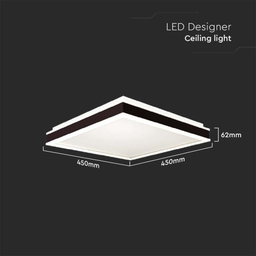 LED taklampa LED/24W/230V 4000K 45x45 cm svart