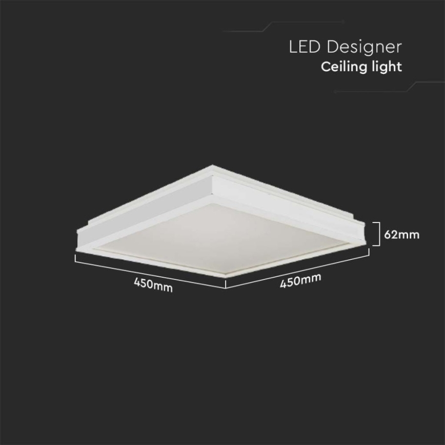 LED taklampa LED/24W/230V 4000K 45x45 cm vit