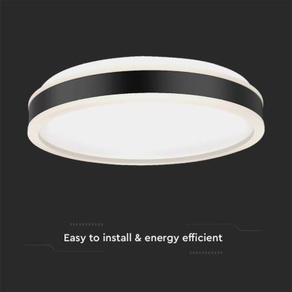 LED taklampa LED/24W/230V 4000K svart