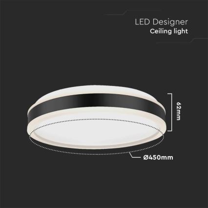 LED taklampa LED/24W/230V 4000K svart