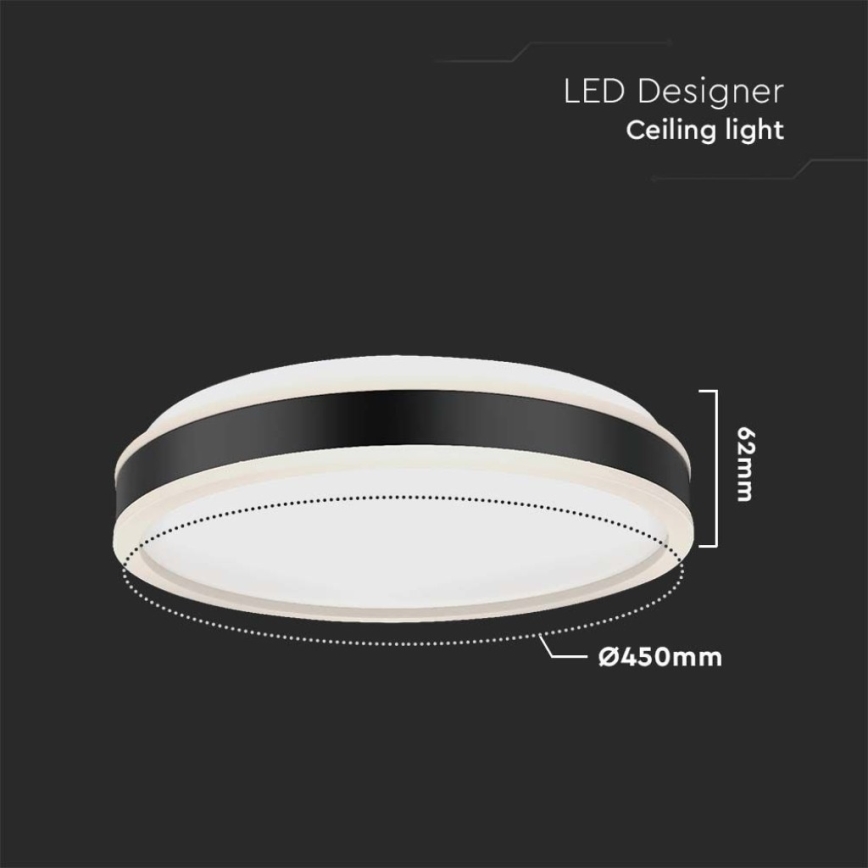LED taklampa LED/24W/230V 4000K svart