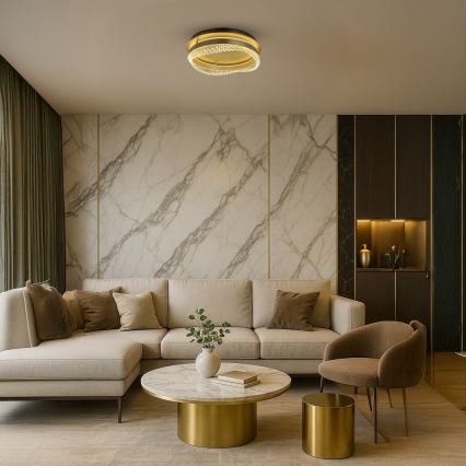 LED-taklampa LED/36W/230V Ø 43 cm guldfärgad