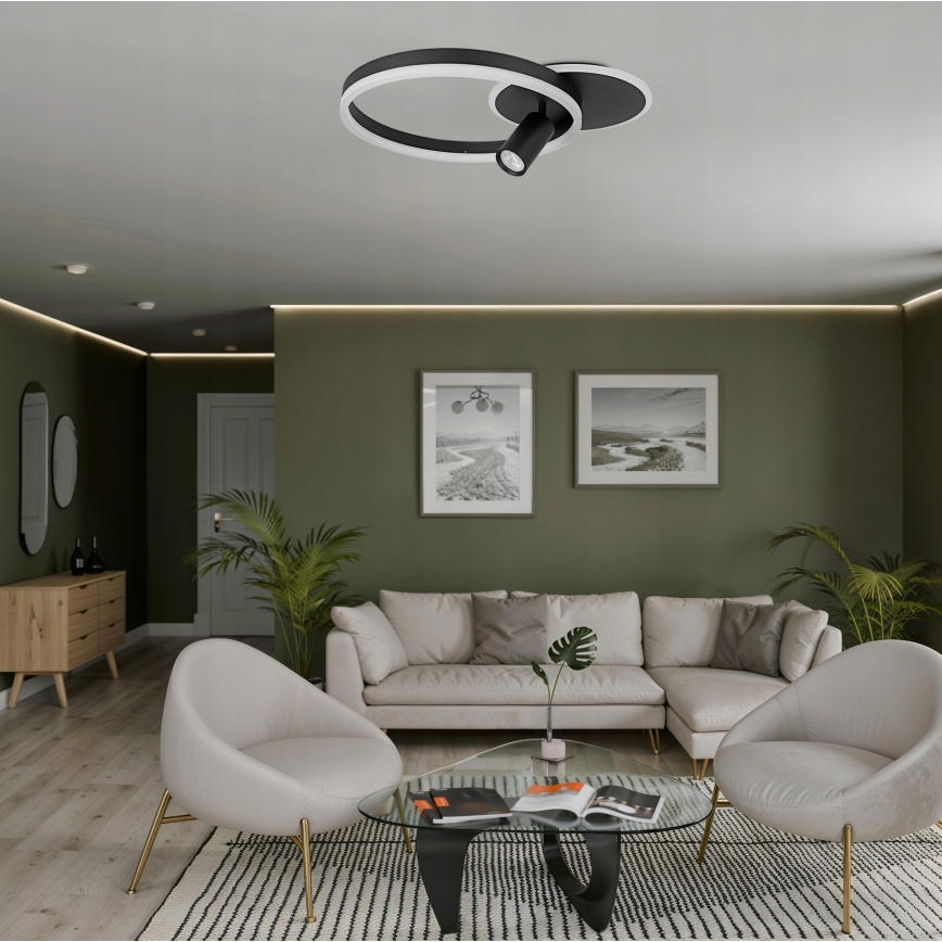 LED-taklampa LED/38W/230V + 1xGU10/30W svart