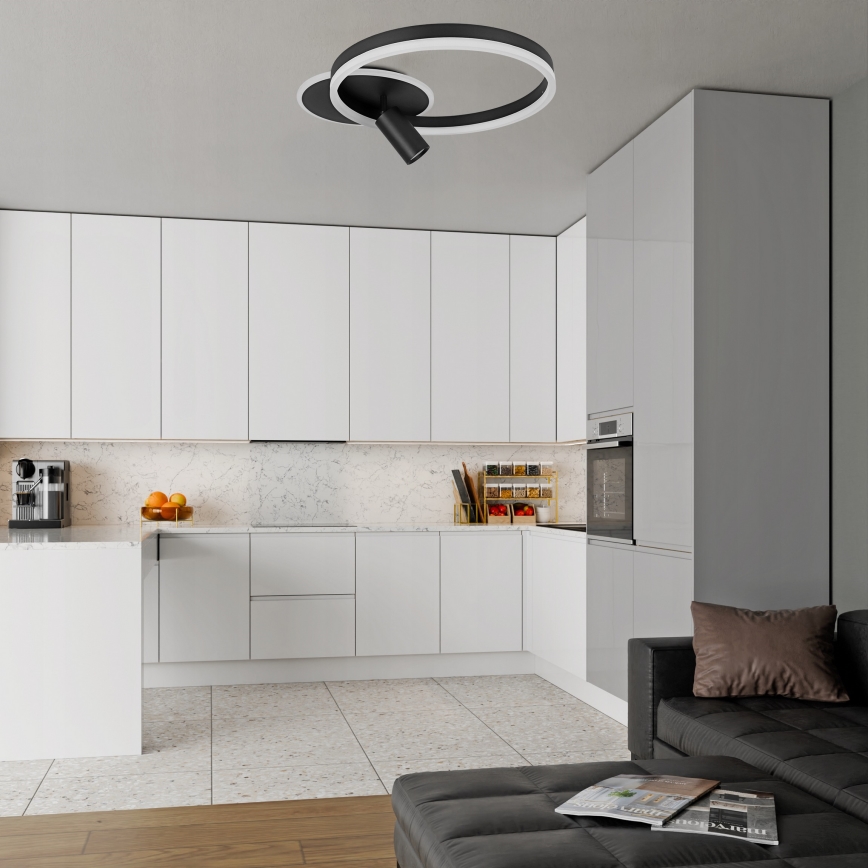 LED-taklampa LED/38W/230V + 1xGU10/30W svart