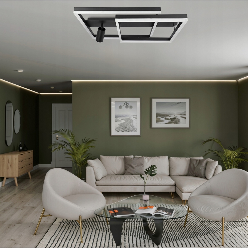 LED taklampa LED/38W/230V + 1xGU10/30W svart