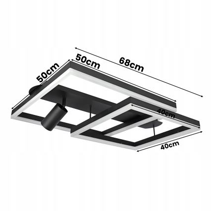LED taklampa LED/38W/230V + 1xGU10/30W svart