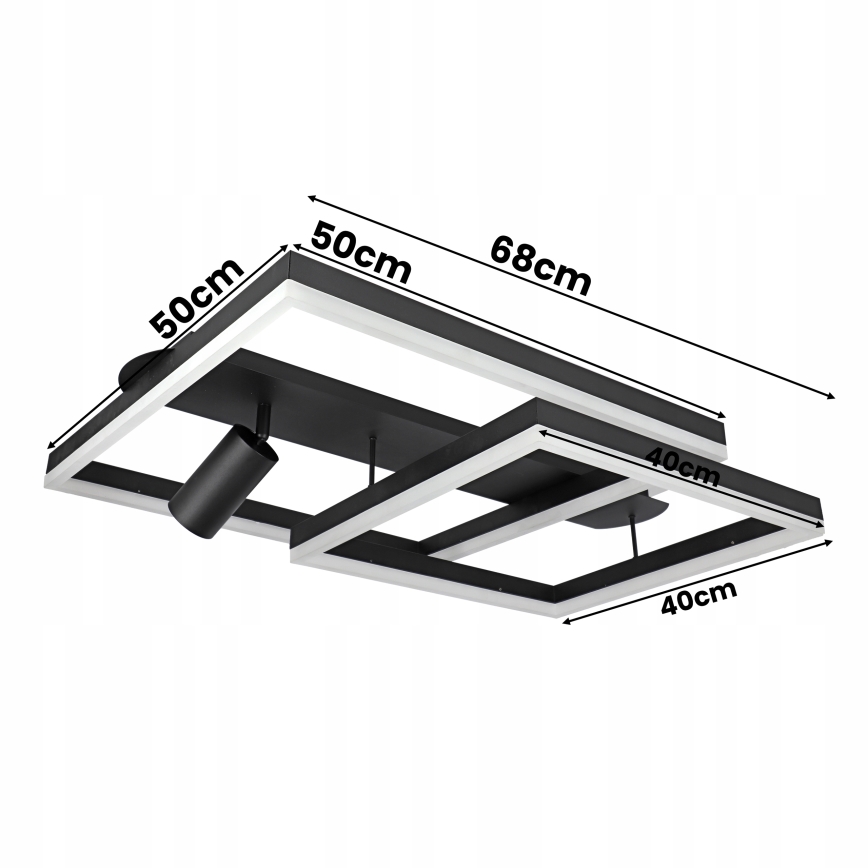 LED taklampa LED/38W/230V + 1xGU10/30W svart