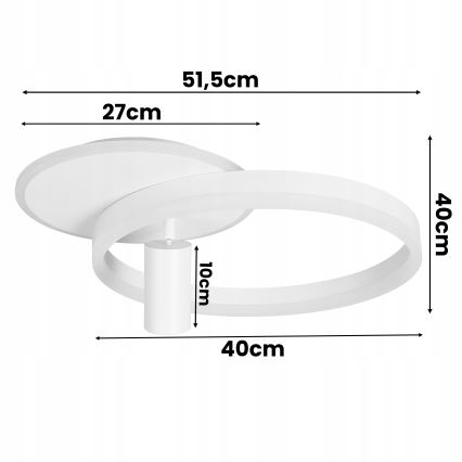 LED taklampa LED/38W/230V + 1xGU10/30W vit