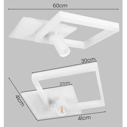 LED taklampa LED/38W/230V + 1xGU10/30W vit