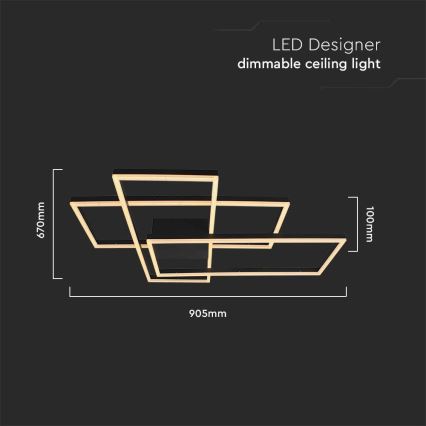 LED taklampa LED/47W/230V 3000K svart