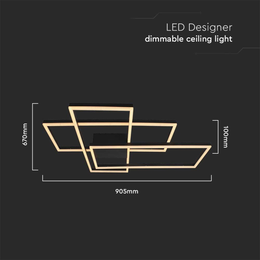 LED taklampa LED/47W/230V 3000K svart