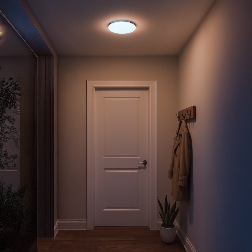 LED taklampa MAYA LED/10W/230V Ø 26 cm blank krom