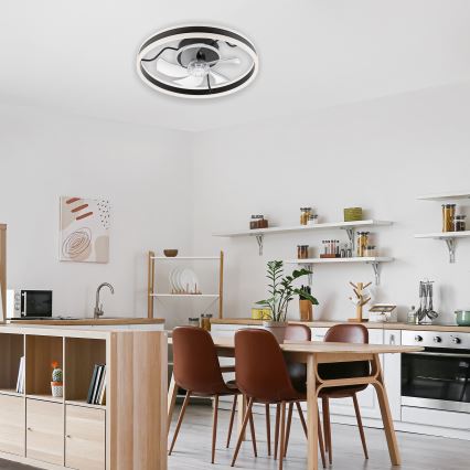 LED Dimbar taklampa med fläkt APOLLO LED/38W/230V svart + fjärrkontroll