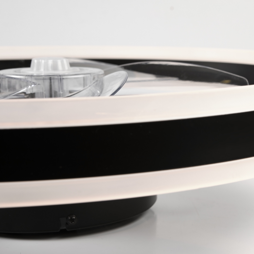 LED Dimbar taklampa med fläkt APOLLO LED/38W/230V svart + fjärrkontroll