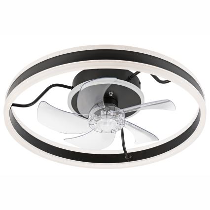 LED Dimbar taklampa med fläkt APOLLO LED/38W/230V svart + fjärrkontroll
