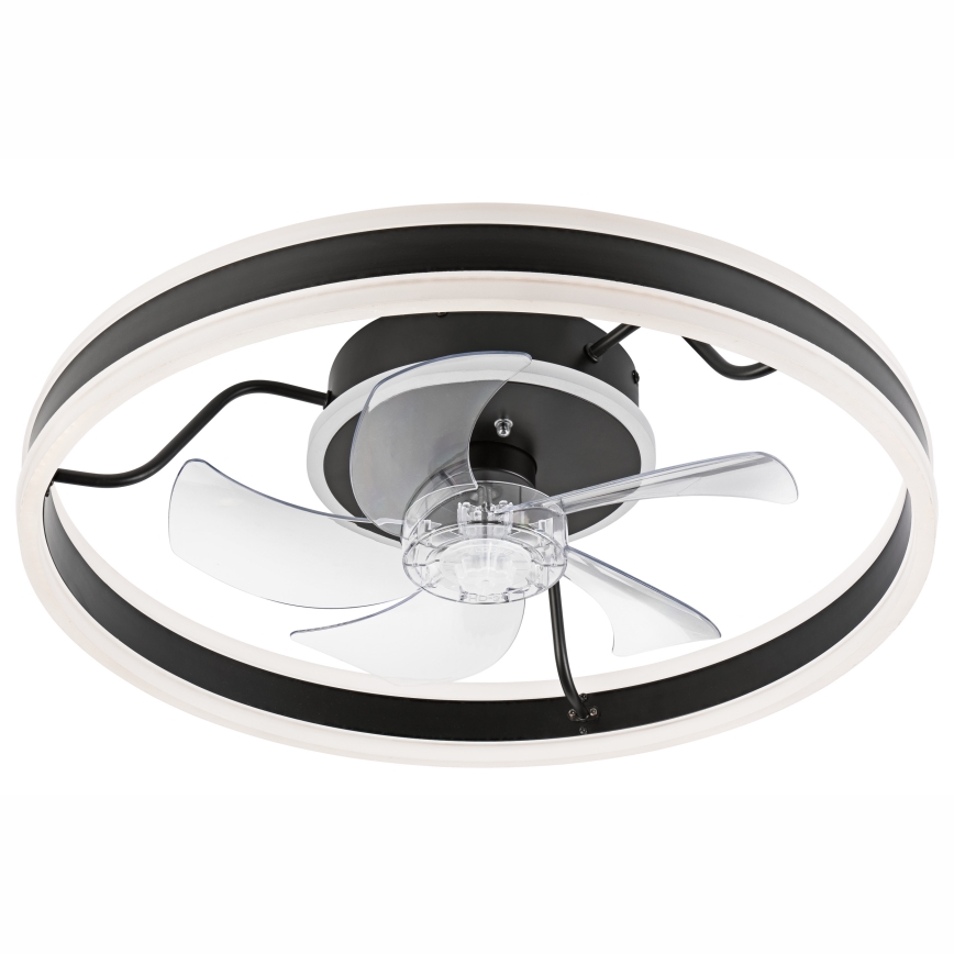 LED Dimbar taklampa med fläkt APOLLO LED/38W/230V svart + fjärrkontroll