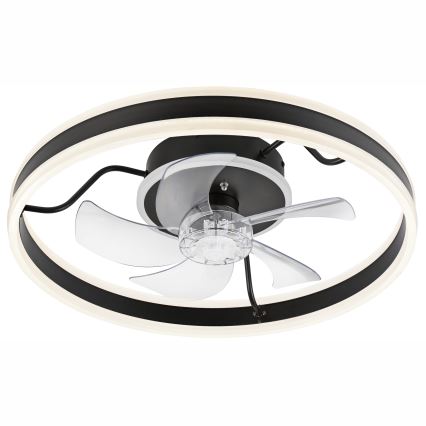 LED Dimbar taklampa med fläkt APOLLO LED/38W/230V svart + fjärrkontroll
