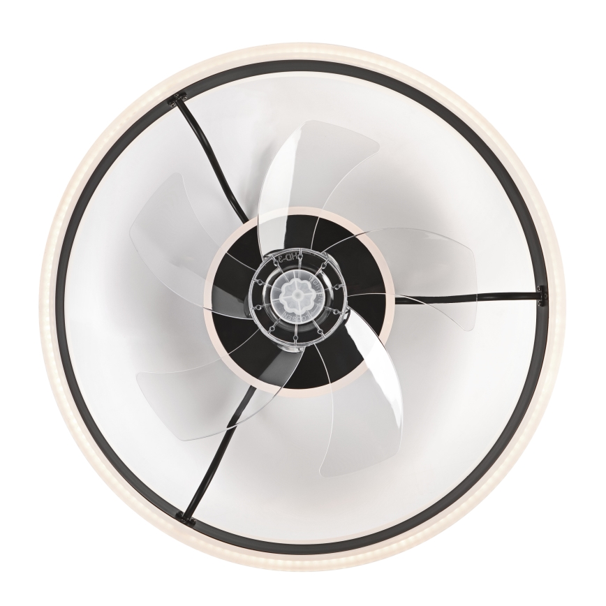 LED Dimbar taklampa med fläkt APOLLO LED/38W/230V svart + fjärrkontroll