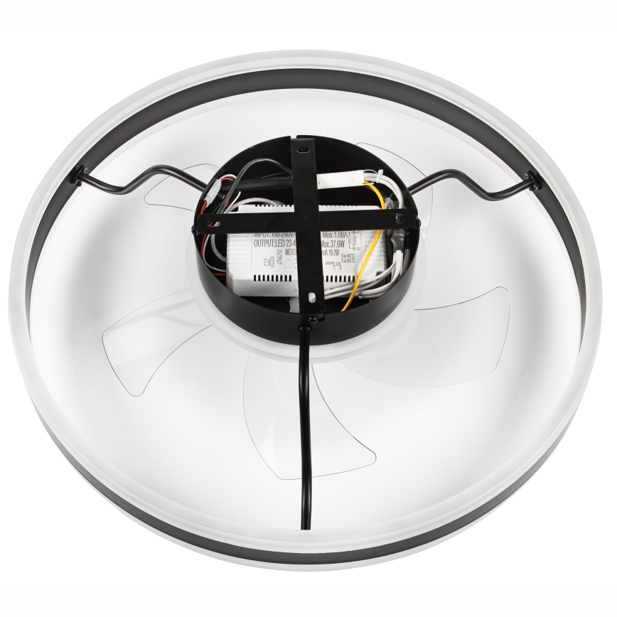 LED Dimbar taklampa med fläkt APOLLO LED/38W/230V svart + fjärrkontroll