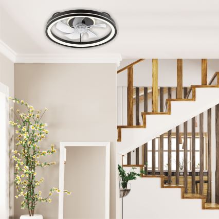 LED Dimbar taklampa med fläkt FARGO LED/37W/230V svart + fjärrkontroll