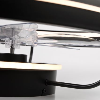 LED Dimbar taklampa med fläkt FARGO LED/37W/230V svart + fjärrkontroll