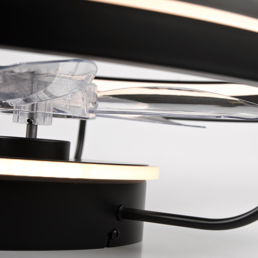 LED Dimbar taklampa med fläkt FARGO LED/37W/230V svart + fjärrkontroll