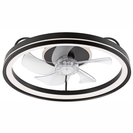LED Dimbar taklampa med fläkt FARGO LED/37W/230V svart + fjärrkontroll