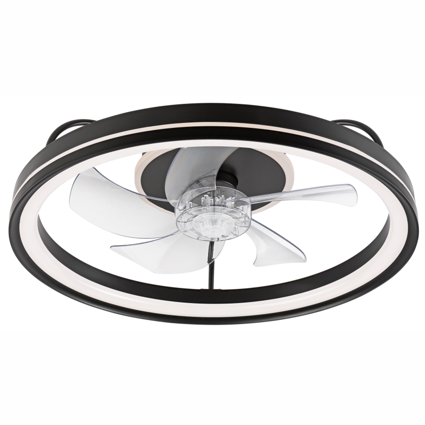 LED Dimbar taklampa med fläkt FARGO LED/37W/230V svart + fjärrkontroll